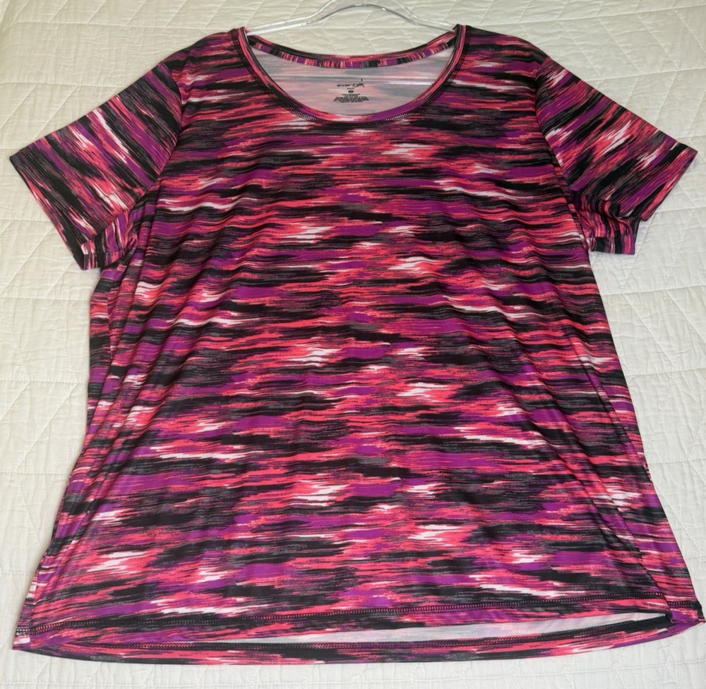 Excertek Women’s 2X Shirt Pink Athletic Wear Golf short sleeve crew neck